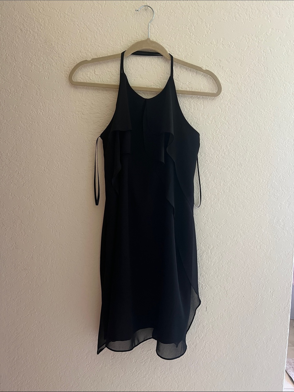 BCBGeneration Black One-Shoulder Ruffle Dress